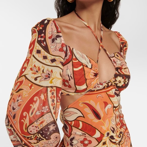 NWT RIXO Kamilla Cutout Halterneck Silk Floral Midi Maxi Dress Size L - Picture 7 of 16